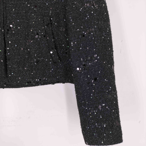 ザラ ZARA スパンコール ノーカラージャケット レディース  M